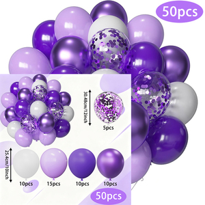 Set di Palloncini Viola da 10 Pollici, 50 Pezzi, in Lattice Puro, Ideali per Matrimoni, Compleanni, Feste e Tutte le Celebrazioni Popolari - Product Image 2