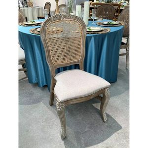 Silla de madera con respaldo de ratán para el hogar, sillón de lujo apilable con diseño nuevo, para boda, estilo francés - Product Image 2