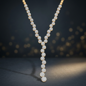 Luxury 18K <b>Solid</b> Gold Diamond Pendant <b>Necklace</b> Round Brilliant Cut Women's Wedding Jewelry - Product Image 4