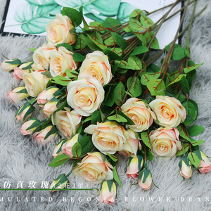 Bouquet de roses artificielles Xinchengzhi, 2 fleurs, 3 boutons, fleurs en soie, décoration de mariage - Product Image 1