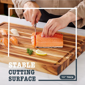Planche à découper de bloc de boucher en bois de teck naturel de qualité supérieure épaisse de cuisine personnalisée en usine - Product Image 4