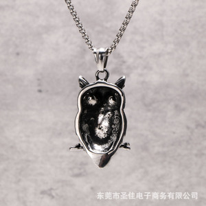 Collar con colgante de búho de acero inoxidable, diseño de animales unisex, joyería de regalo SP1078 - Product Image 3