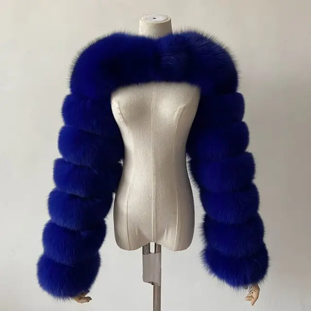 2022 Women Fur Crop Tops Fashion Winter Warm Casual Leather Fox Fur Coat Casual Color Matching Short Jacket