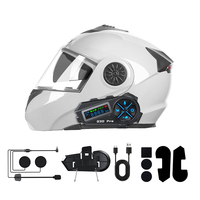 Helm interkom bebas genggam dengan layar LED, Headphone interkom nirkabel gigi biru untuk pengendara motor ski