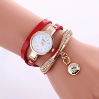 Jam tangan kuarsa berlian imitasi untuk wanita, arloji gelang capung Dial kecil 28mm, jam tangan hadiah untuk wanita