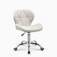 Chaise de bureau pivotante moderne beige clair, réglable et portable, avec roulettes, pour la maison, le bureau, le salon de beauté, en acier inoxydable