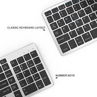 Clavier sans fil Bluetooth rechargeable pleine taille avec pavé numérique pour iPad MacBook Air/Pro iMac