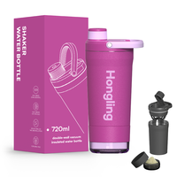 Bouteille de protéines personnalisée Hong Ling 24 oz, isolée, en acier inoxydable 304, avec compartiment de rangement pour poudre