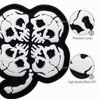 Patch moral 3D PVC Trèfle Crâne Lumineux Style Tactique avec Crochet et Boucle, en Stock, Prêt à l'Expédition, Patchs en Caoutchouc pour Sac à Dos