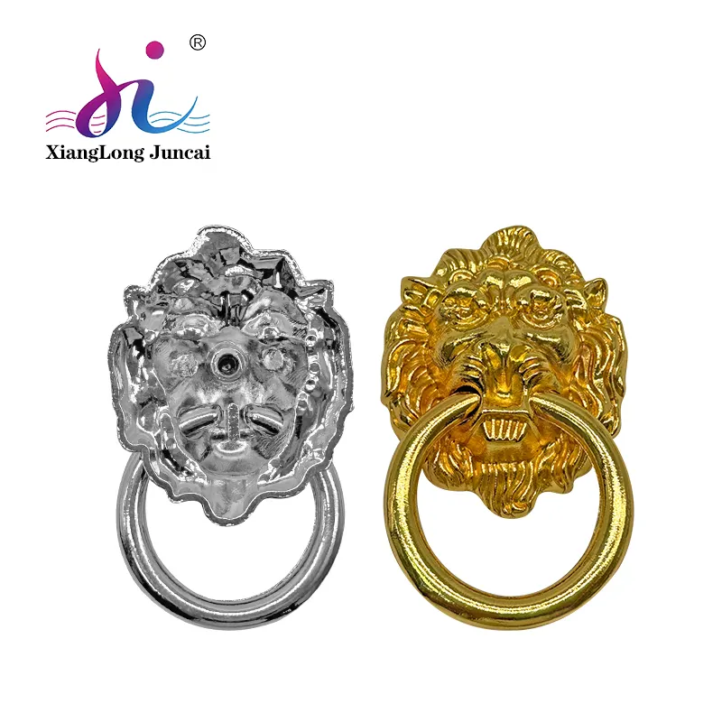 Metal fashion nail ring drawer big lion head shape pattern antique zinc alloy chrome plated drawer pull ring master handle
