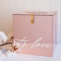 Caja de regalo de oro rosa multifuncional personalizada, caja de regalo de boda coleccionable, para buenos deseos