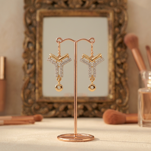 Stunning Ear Ring 18 Ct Gold Pink <b>Stud</b> Ear Ring Featuring Sleek Modern Look Lightweight Design Comfortable Fit And Shiny Stylish - Product Image 5