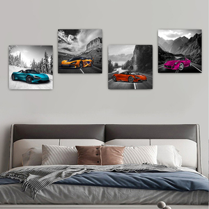 Poster de voiture Décor Noir et Blanc Art Mural Encadré Art de voiture pour Teen Boys Bedroom Decor Sports canvas Posters and prints - Product Image 4