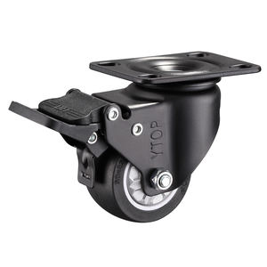 Lenkrad Hersteller Schwarz 2 Zoll Lenk rollen mit Bremsen Trolley PU Swivel <span class=keywords><strong>Caster</strong></span> - Product Image 1