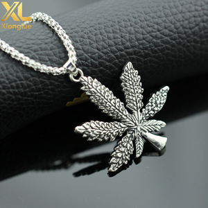 Men's Stainless Steel Maple Leaf Pendant <b>Necklace</b> Retro Geometric Plant - Product Image 2
