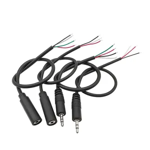 Kabel konektor Audio 2.5mm Stereo Mono 2 tiang 3 tiang 4 tiang kabel ekstensi steker betina jantan 2/3/4pin kabel reparasi DIY