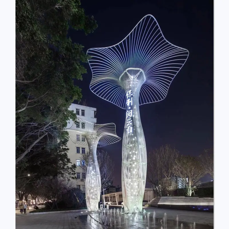 Açık Modern sanat Metal heykel LED Motif ışık ağacı lamba ışığı heykel