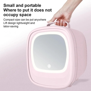 Mini refrigerador portátil <span class=keywords><strong>de</strong></span> belleza y cuidado <span class=keywords><strong>de</strong></span> la piel con luces <span class=keywords><strong>de</strong></span> colores, espejo <span class=keywords><strong>de</strong></span> maquillaje, mini incubadora multiusos para coche - Product Image 3
