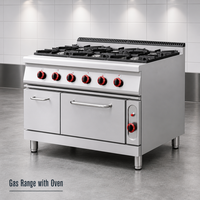 Cuisinière professionnelle en acier inoxydable à 6 brûleurs, cuisinière à gaz de luxe pour restaurant, avec four et armoire, équipement de cuisine