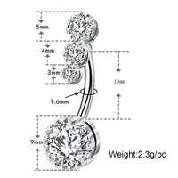 Anneaux de nombril en acier inoxydable papillon étincelant en forme de coeur Zircon ventre ongles Piercing bijoux
