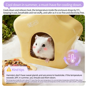 YEE Factory Wholesale Ceramic Hidehouse Food Bowl and Water <b>Bottle</b> Summer Cooling Hamster Accessories Set for Small Pet - Product Image 5