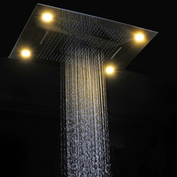 Ensemble de douche LED moderne pour plafond, grand système de douche pluie cascade 600*800 MM, robinet de douche thermostatique de luxe pour salle de bain
