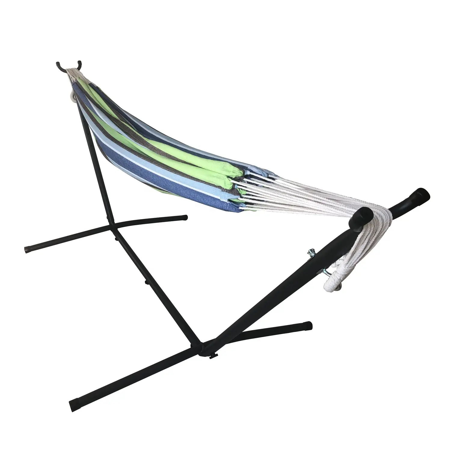 Striped Hammock with stand Deluxe Set Includes Portable Carrying Case muliti blue hammock with stand