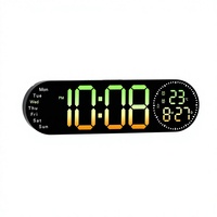 Jam Dinding Plastik Nordik Multifungsi Layar Besar LED Digital Display RGB Pengubah Warna Termometer Alarm Ruang Tamu