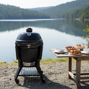 <span class=keywords><strong>Barbecue</strong></span> en céramique noir brillant de 28 pouces, forme œuf, haute pression, style classique, pour cuisine et jardin - Product Image 1