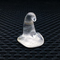 Sombrero mágico de brujas de cuarzo transparente de 3cm con piedra de cristal natural al por mayor tallado para decoración de Halloween