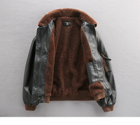 Veste de vol de luxe personnalisée de haute qualité et en cuir rembourré en velours Veste de moto en cuir d'hiver à col Sherpa pour hommes