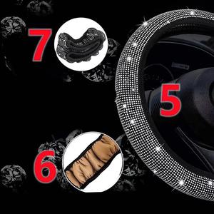 38cm Universal coche SUV transpirable antideslizante Bling diamantes de imitación volante cubierta <span class=keywords><strong>para</strong></span> <span class=keywords><strong>mujer</strong></span> chica con cristal diamante brillante - Product Image 4