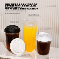 Bedrukte logo wegwerp plastic beker 500ml, food grade, 90mm diameter, frosted PP beker, bubble tea beker, U-vormig, hittebestendig, voor afhaal