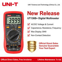 Multimeter Digital Uni-T UT136B+ Auto-Ranging 600V/10A Pengukur Tegangan Arus Frekuensi Kapasitansi Alat Profesional Teknisi Listrik
