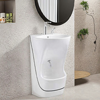 Station de Wudu en Porcelaine Grande Taille et Durable, Lavabo Autoportant pour Lavage des Pieds pour Projets de Mosquées