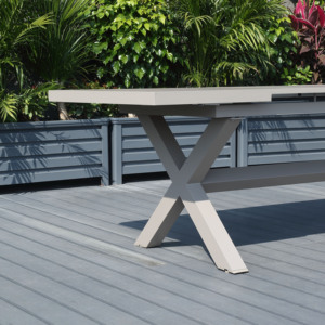 Ensemble <span class=keywords><strong>de</strong></span> salle à manger <span class=keywords><strong>de</strong></span> patio 8 places <span class=keywords><strong>en</strong></span> <span class=keywords><strong>aluminium</strong></span> <span class=keywords><strong>de</strong></span> style moderne avec finition <span class=keywords><strong>bois</strong></span>, durable, pliable, <span class=keywords><strong>en</strong></span> corde tressée, pour hôtel, usage extérieur, garantie 5 ans - Product Image 3