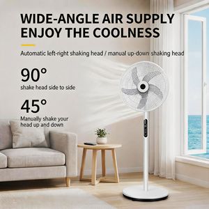 Ventilateur sur pied à énergie solaire 16 pouces AC/DC avec télécommande pour la maison, le bureau, certifié CE RoHS, métal+ABS, 25W - Product Image 3