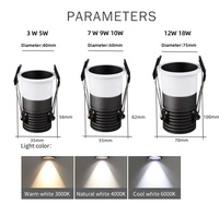 Plafond COB de haute qualité Led Spot Scintillement Intérieur Encastré Mini Projecteur Faisceau étroit Led Spot Light