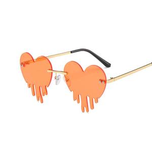 Nouvelles Lunettes de Soleil Sans Monture Tendance Européenne et Américaine, Cœur Personnalisé UV400, Orange avec Logo, <span class=keywords><strong>Film</strong></span> Océan Coloré, Effet Larmes, <span class=keywords><strong>Hommes</strong></span> Femmes - Product Image 2