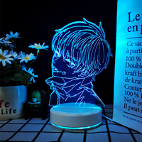 Prix de gros, lampe de nuit créative 3D d'anime, option de logo personnalisé, lampe décorative à changement de couleur 3 couleurs pour les amateurs d'anime