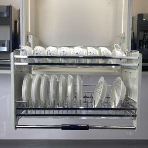 Dvkl आधुनिक चीन रसोई कैबिनेट लंबे पुल-डाउन स्टेनलेस स्टील लटका हुआ सीज़निंग टोकरी पकवान रैक उठाने भंडारण होटल 2 - Product Image 6