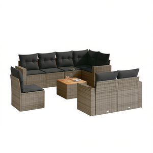 Conjunto de Sofá de Jardín de Ratán Gris y Marrón, 6 Plazas, Resistente a la Intemperie, Muebles de Exterior de Diseño Contemporáneo - Product Image 1