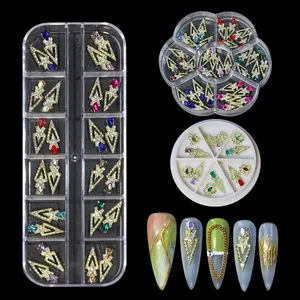 Lüks tırnak sanat Charm kübik zirkon tırnak matkap 3D elmas renkli kristal DIY tırnak Sticker sanat dekorasyon parmak takı