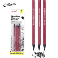 Xin Bowen 3 pièces emballage sûr sous blister sans bois charbon de bois Graphite crayon Art croquis ensemble dessin stylo avec corps breveté peint UV