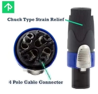 Nouveaux connecteurs audio Speakon RCA 4 pôles NL4FX, fiche mâle originale à 4 broches