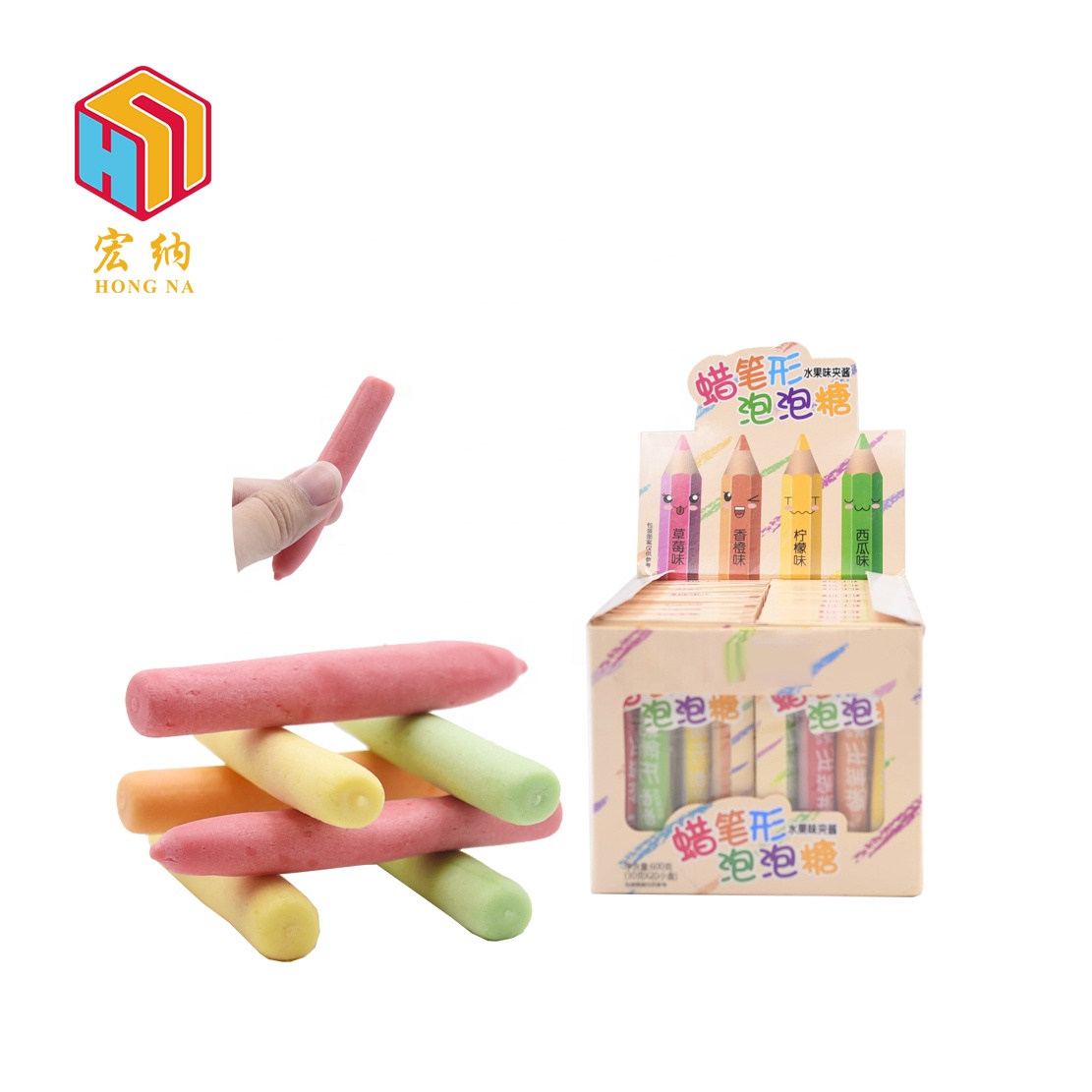 Низкая цена профессиональная фабрика по производству красочные детские карандаш жевательной резинки конфеты