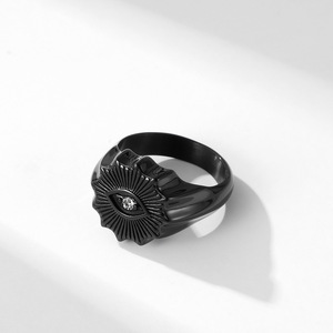 แหวนสแตนเลสรูปตาสีดำ unisex เครื่องประดับแฟชั่นของขวัญชุดง่ามตั้งค่า K R682 - Product Image 2