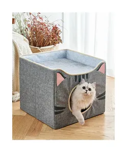 새로운 패션 다목적 접이식 입체 실내 고양이 집 골판지 고양이 집 고양이 침대