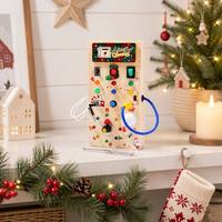 Tablero de Actividades de Madera Navideño con Luces LED, Tablero Sensorial para Niños Pequeños, Tablero de Habilidades Motoras Finas, Juguete Educativo Navideño para Niños