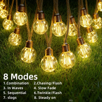 Guirlande lumineuse LED solaire d'extérieur en corde de chanvre avec fil de cuivre, décorative pour jardin et fêtes, style vintage